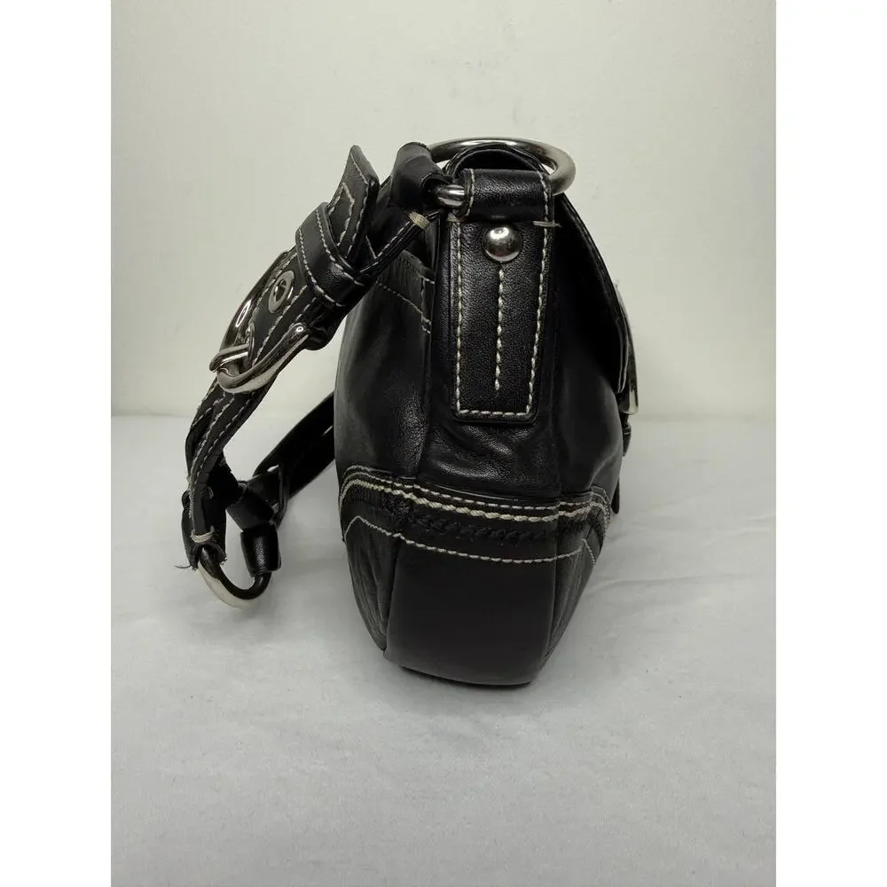 Coach Soho Flap Shoulder Bag Black Leather 10578 Y2K Vintage Shoulder Purse